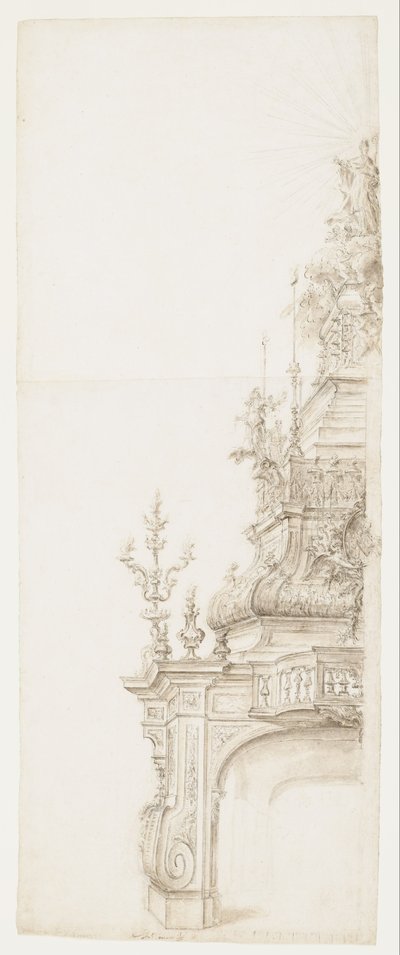 Ontwerp voor een feestelijke decoratie ter ere van een bisschop door Domenico Antonio Vaccaro
