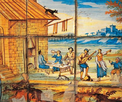 Detail van majolica-decoratie van Klooster van Arme Klaren door Domenico Antonio Vaccaro