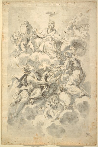 Schetsen voor een Plafondschildering: De Triomferende Kerk door Domenico Antonio Vaccaro