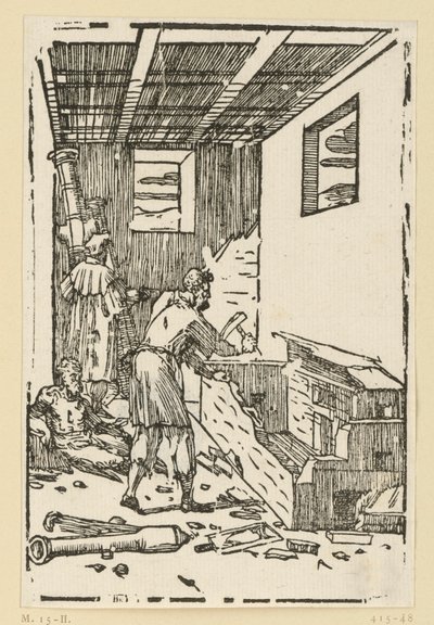 De beeldgieter. Uit de reeks "De re metallica". door Domenico Beccafumi