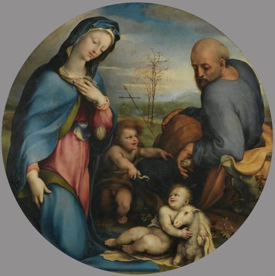 De Heilige Familie met de jonge Johannes door Domenico Beccafumi