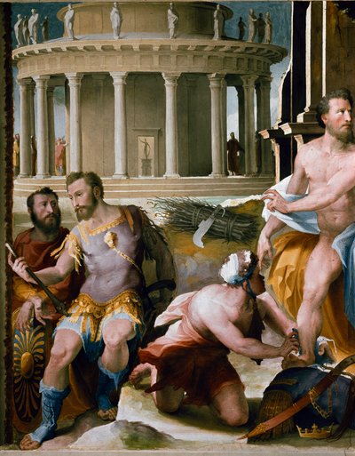 Friesland: het offer van Codros koning van Athene, detail door Domenico Beccafumi