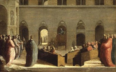 St. Bernadino predikend op het Campo in Siena, c.1528 door Domenico Beccafumi