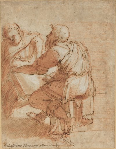 Studie voor "De vier kerkvaders" door Domenico Beccafumi