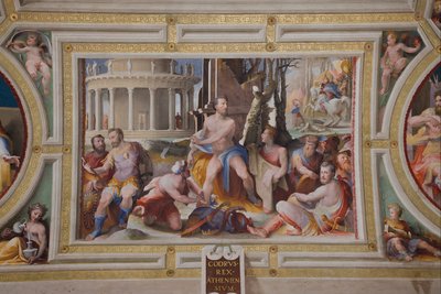 Het offer van Codrus, koning van Athene Openbare deugden van Griekse en Romeinse helden, 1529-1535 door Domenico di Pace Beccafumi  