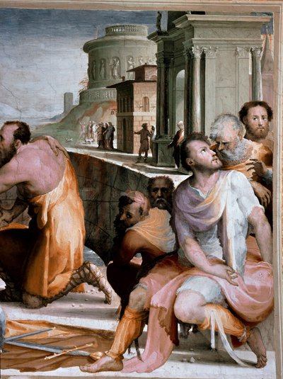 De verzoening van Romeins consul Marcus Fulvius Flaccus en Marcus Aemilius Lepidus rond 126 v.Chr. (detail) door Domenico Beccafumi