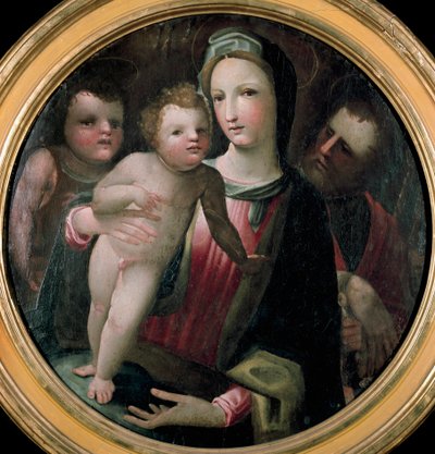 Tondo van de Heilige Familie met Sint Johannes de Doper als kind door Domenico Beccafumi