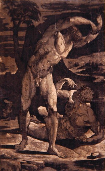 Twee mannelijke naakten in een landschap, ca. 1540-80 door Domenico Beccafumi