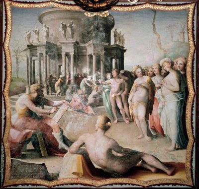 Zeuxis schilderde het portret van Helene voor de tempel van Hera in Crotone. door Domenico Beccafumi