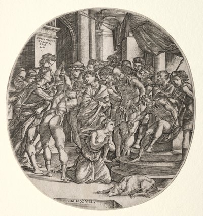 Onthoofding van Sint Catharina door Domenico Campagnola