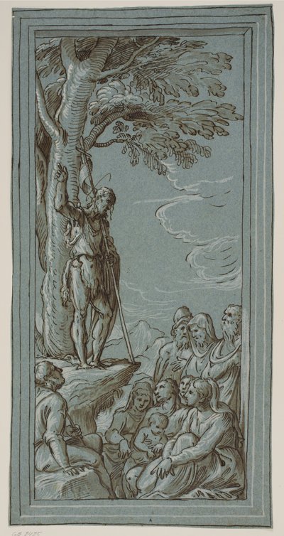 Johannes de Doper die in de Woestijn Predikt door Domenico Campagnola