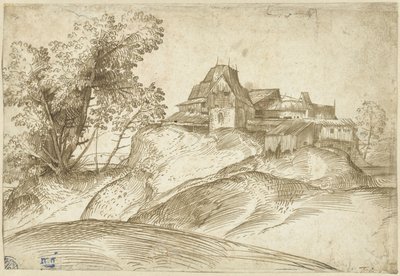 Nederzetting op een heuvel door Domenico Campagnola