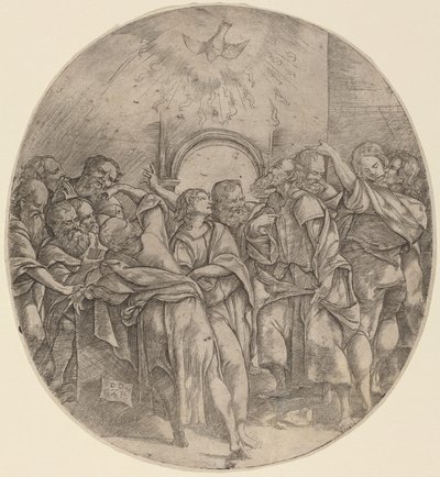 De Nederdaling van de Heilige Geest door Domenico Campagnola
