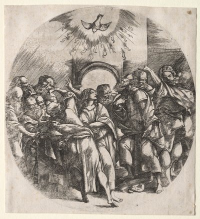 De nederdaling van de Heilige Geest door Domenico Campagnola