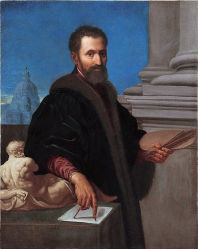 Portret van Michelangelo Buonarroti door Domenico Cresti