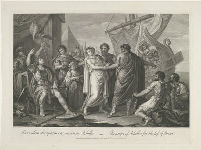 Achilles boos over het verlies van Briseïs door Domenico Cunego