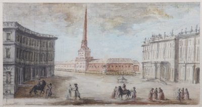 Het Paleisplein in Sint-Petersburg door Domenico Felice Lamoni