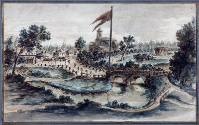 Zicht op het Pavlovsk Park met het ziekenhuis van Sint Maria Magdalena door Domenico Felice Lamoni