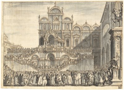 Campo San Zanipolo Versierd voor het Bezoek van Pius VI door Domenico Fossati