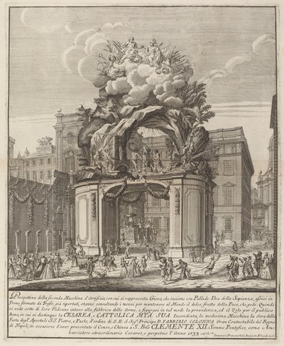 Jupiter en Minerva en de Smidse van Vulcanus, voor het "Chinea" Festival door Domenico Franceschini probably after Nicola Michetti