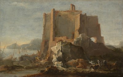 Landschap met rots en fort, ca. 1640-50 door Domenico Gargiulo