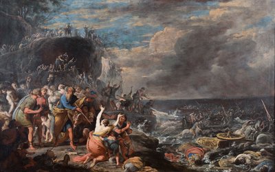 De Israëlieten steken de Rode Zee over, midden 17e eeuw door Domenico Gargiulo