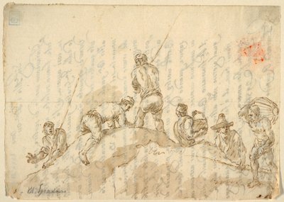 Figuren op een Heuvel door Domenico Gargiulo, called Micco Spadaro
