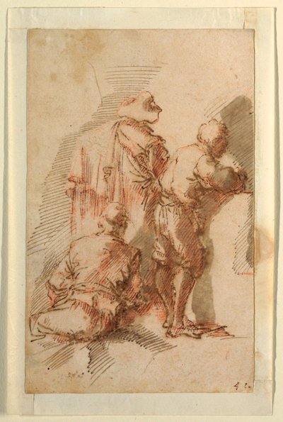 Drie mannen door Domenico Gargiulo, called Micco Spadaro