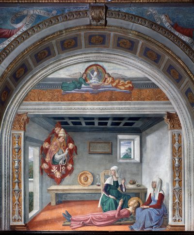 Aankondiging van de dood aan Sint Fina door Sint Gregorius de Grote door Domenico Ghirlandaio