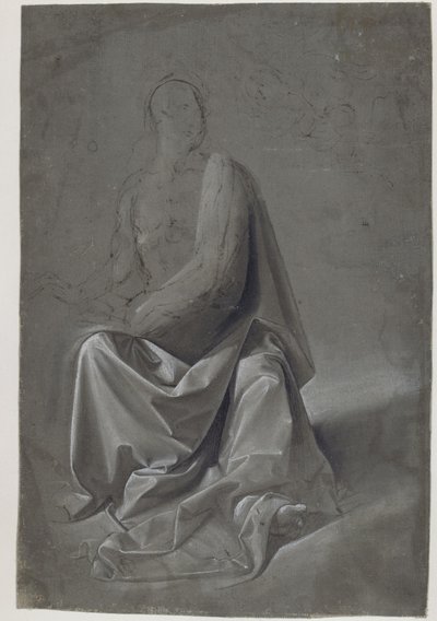 Draperiestudie (mogelijk studie van het gewaad van Matteüs de Evangelist) door Domenico Ghirlandaio