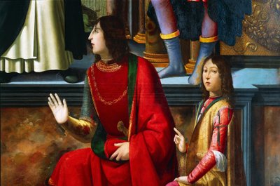 Pandolfo IV Malatesta en Carlo Malatesta, detail van het Sint Vincent Ferrer Altaarstuk door Domenico Ghirlandaio