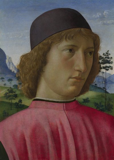 Portret van een Jonge Man in Rood door Domenico Ghirlandaio