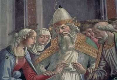 Het ontvangen van de ring, uit het huwelijk van de Maagd door Domenico Ghirlandaio