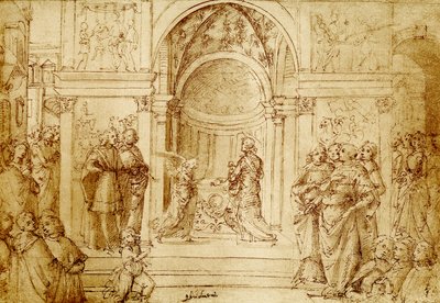De engel verschijnt Zacharias in de tempel door Domenico Ghirlandaio