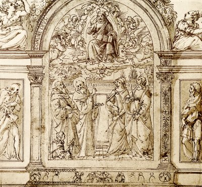 De zegenende Redder in de wolken door Domenico Ghirlandaio