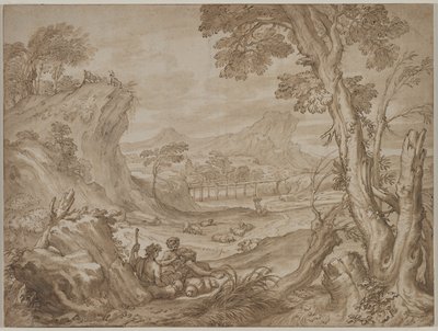 Landschap met Herders door Domenico I Piola