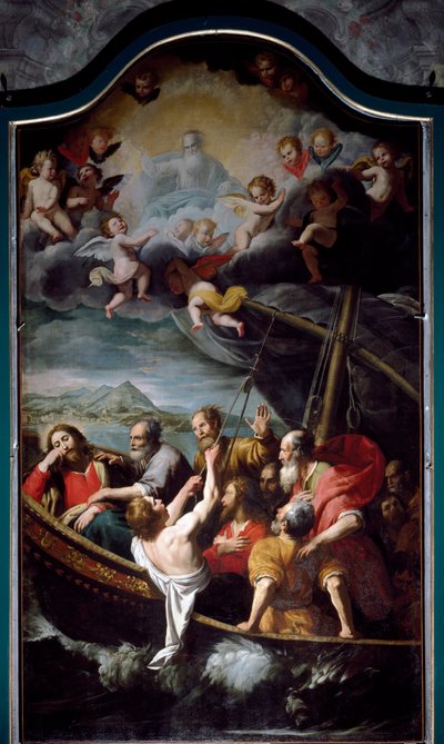 Sint Nicolaas kalmeert de storm door Domenico Il Sarzana Fiasella