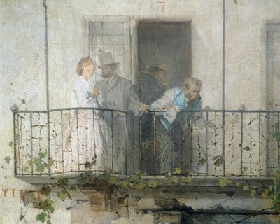 Nieuws van de Vrede van Villafranca (detail) door Domenico Induno