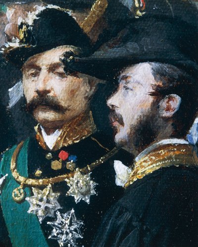 Het leggen van de eerste steen van de Galleria Vittorio Emanuele in Milaan (detail) door Domenico Induno