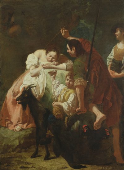 Een Slapende Herderin door Domenico Maggiotto