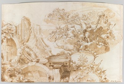De apotheose van Romulus: Ontwerp voor een plafond door Domenico Maria Canuti