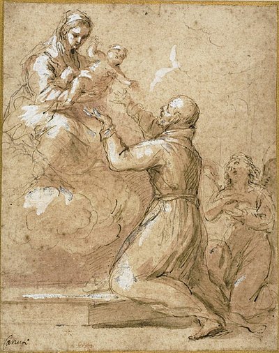 Maagd en Kind Verschijnen aan Sint Cajetan van Thiene door Domenico Maria Canuti