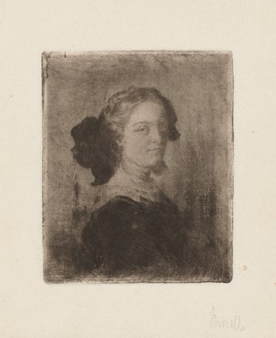 Een jonge vrouw met een strik in haar haar door Domenico Morelli