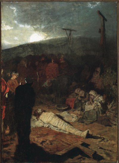 Balseming van het lichaam van Jezus Christus na de kruisiging door Domenico Morelli