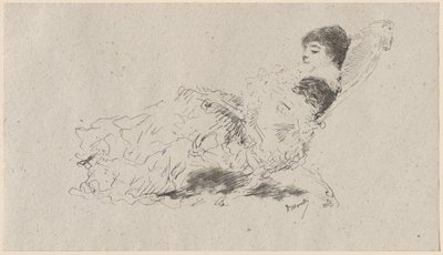 De dochter van de kunstenaar Eleonora liggend op een chaise-longue door Domenico Morelli