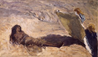 Het lichaam van Maria van Egypte gevonden door engelen door Domenico Morelli