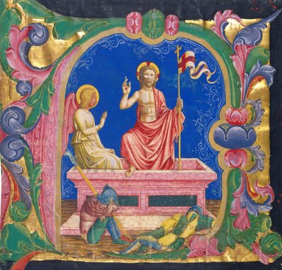 Opstanding, in een initiaal A door Domenico Pagliarolo