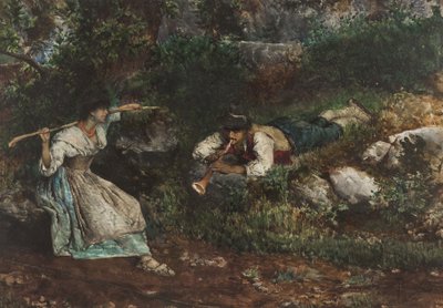 Een Italiaanse Contadina verleid door een Herder door Domenico Pennacchini