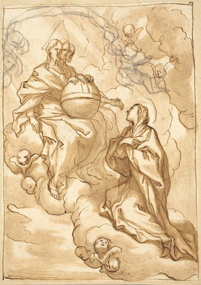 De visioen van de Heilige Maria Vittoria Fornari van de Drie-eenheid door Domenico Piola