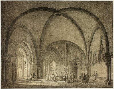 Doopzaal en Kloosters in de Kathedraal van Mainz, uit de Collectie van Gedenkwaardige Middeleeuwse Gebouwen in Duitsland door Domenico Quaglio